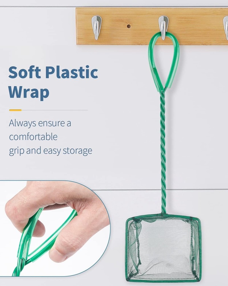 Durable Square Fish Net with Protective Mesh for Safe Transfer & Debris Skimming