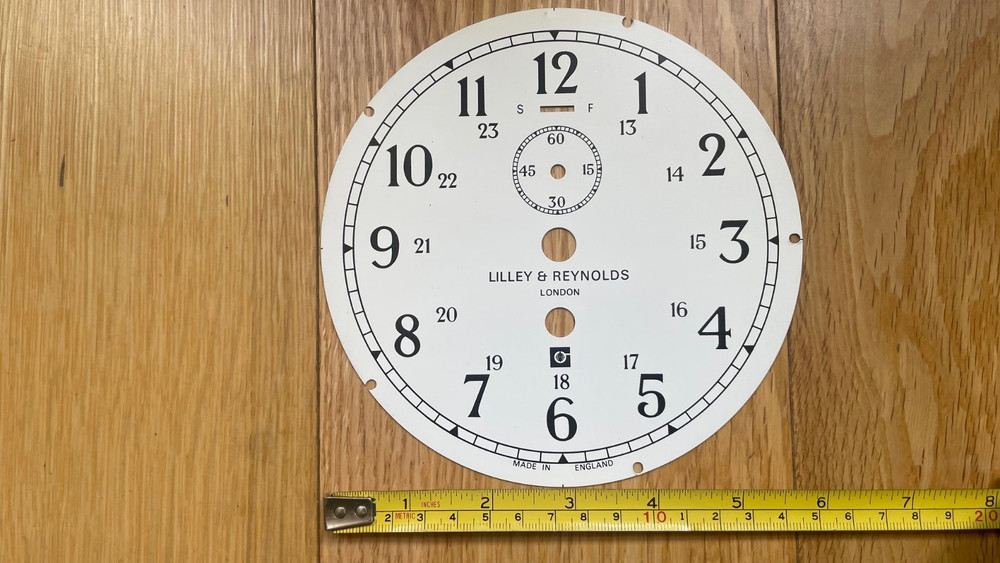 Lilley and Reynolds ships clock dial, 6" Dia .