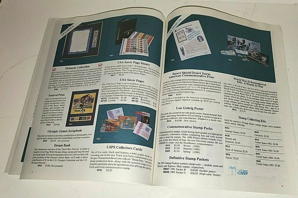 US POSTAL SERVICE PHILATELIC CATALOG NOVEMBER DECEMBER 1991 STAMP COLLECTING