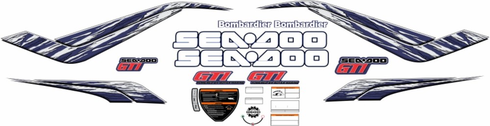 SEADOO GTI 2004 Graphics / Decal / Sticker Kit Blue Custom