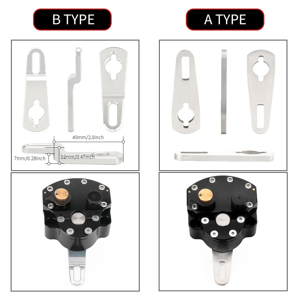 Steering Damper Stabilizer Universal Reversed Safety Control Adjustable Black