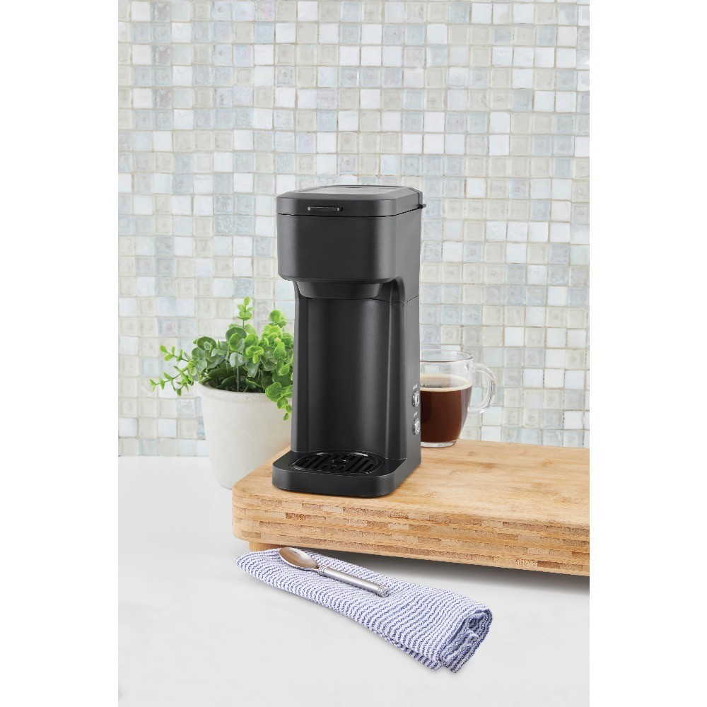 Single Serve Coffee Maker Black Matte Mini Espresso Machine for Pods and Grounds