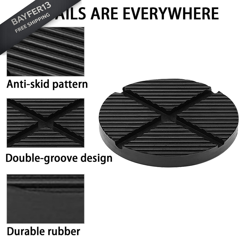 2PCS Rubber Jack Pads, Grooved Surface, Car Block Jacks Adapter Black