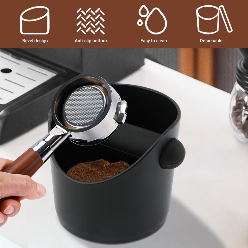 Espresso Knock Box 4.6 - Barista Style, Removable Grounds Container