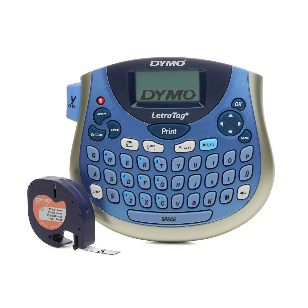 DYMO LetraTag 100T Table Top Label Maker: Gray, Battery-Powered, Plastic,