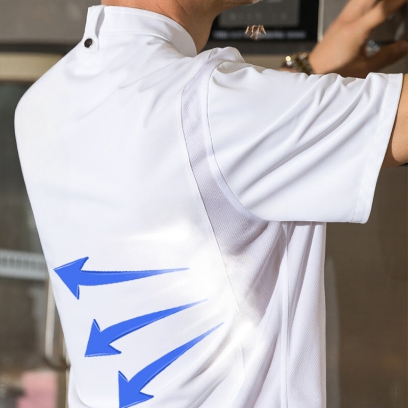 Men Breathable Catering Chef Work Clothes Coat Professional Uniform Jacket Zip