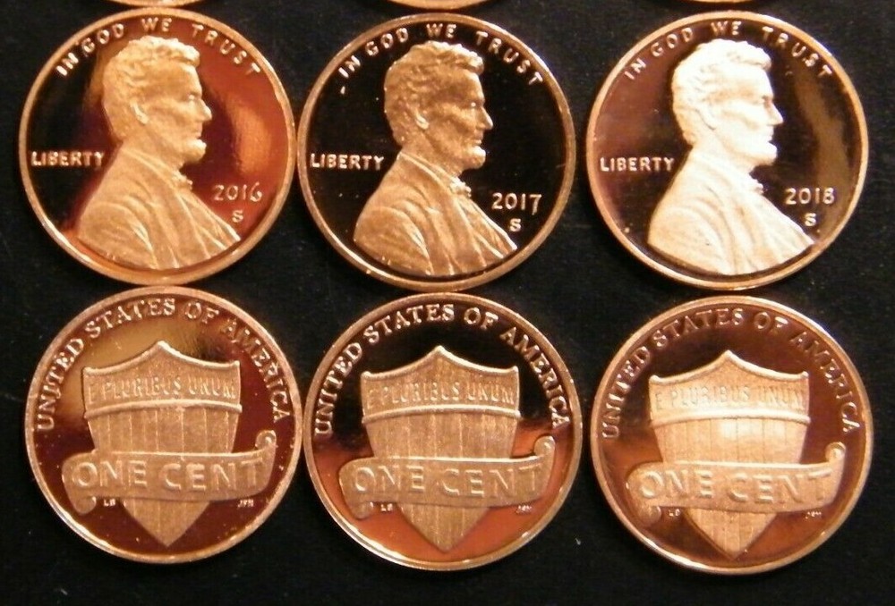 2010~2019 Lincoln Shield Gem Proof Penny Decade Run From Proof Sets