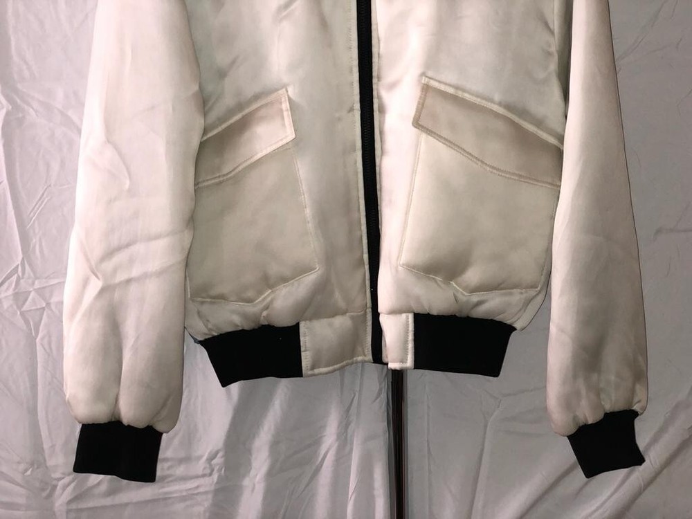 Ex Infinitas Men White Surfer Bomber Jacket Size: L