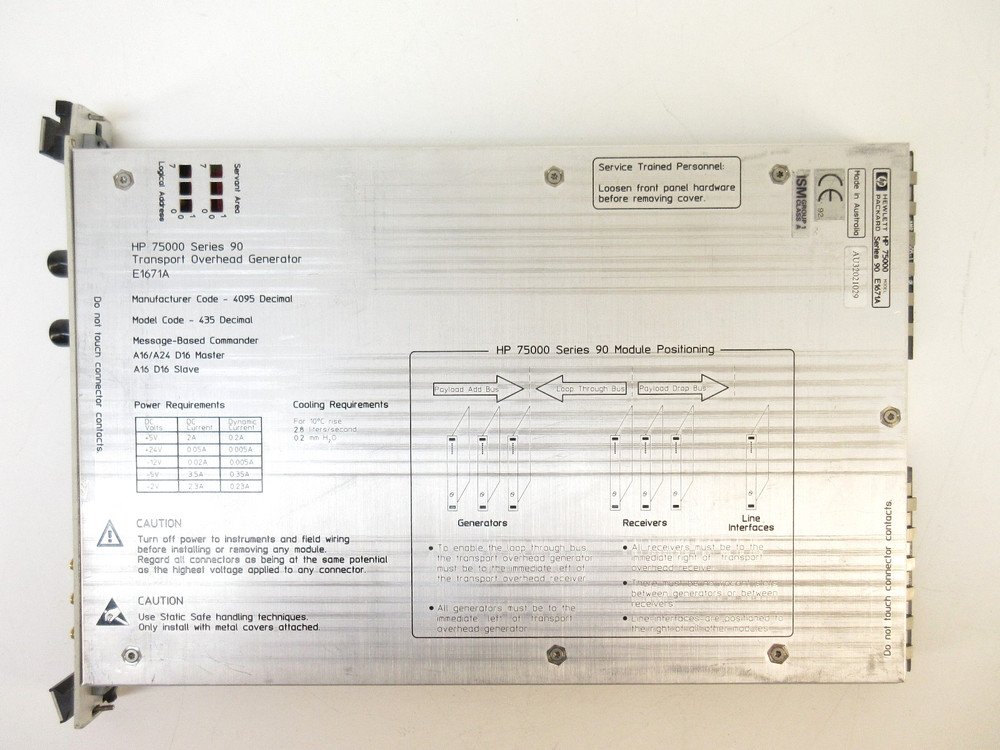 Hewlett Packard HP E1671A Sonet / SDH Transport OH Generator VXI Module