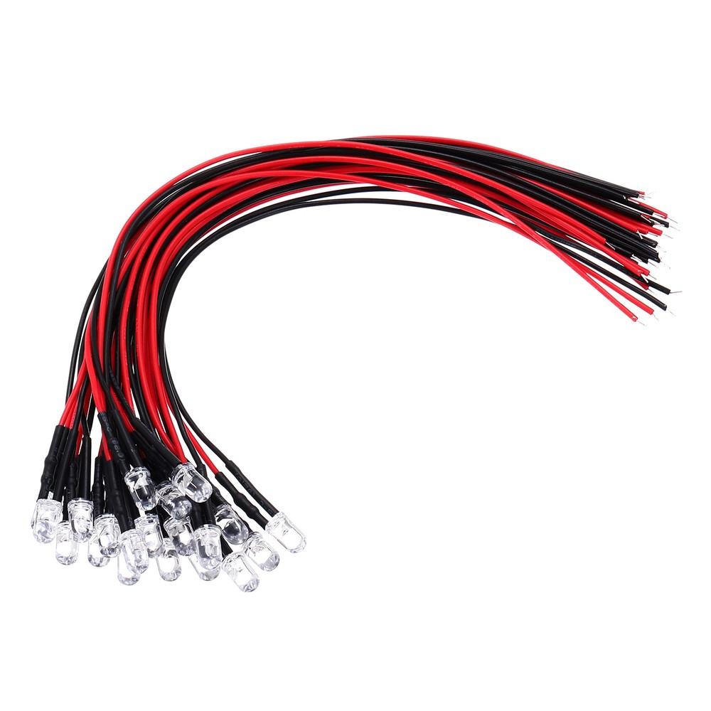 5mm LED Diode Light, 20 Pcs 24V DC, Red Light