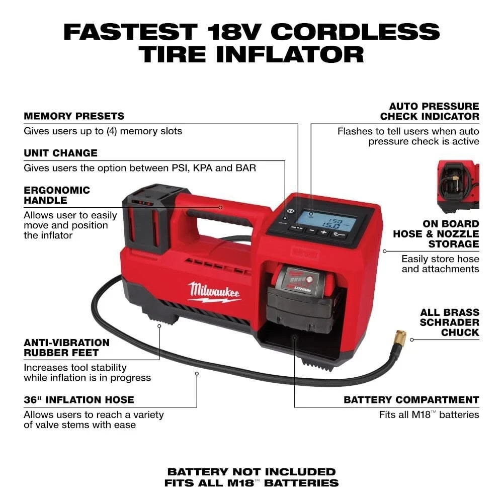 Milwaukee 2848-20 M18 Compact Inflator (Bare Tool)