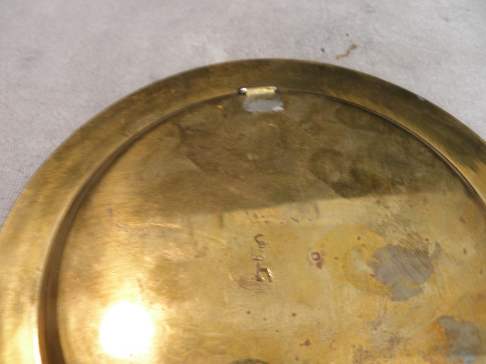 Vintage copper & mixed metals Middle Eastern plate. marked