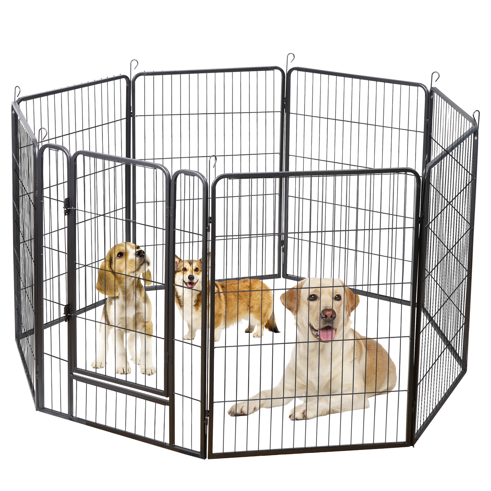Dog Playpen 40" Height 8 Panels Metal Dog Fence Portable Dog Pen for Yard Black