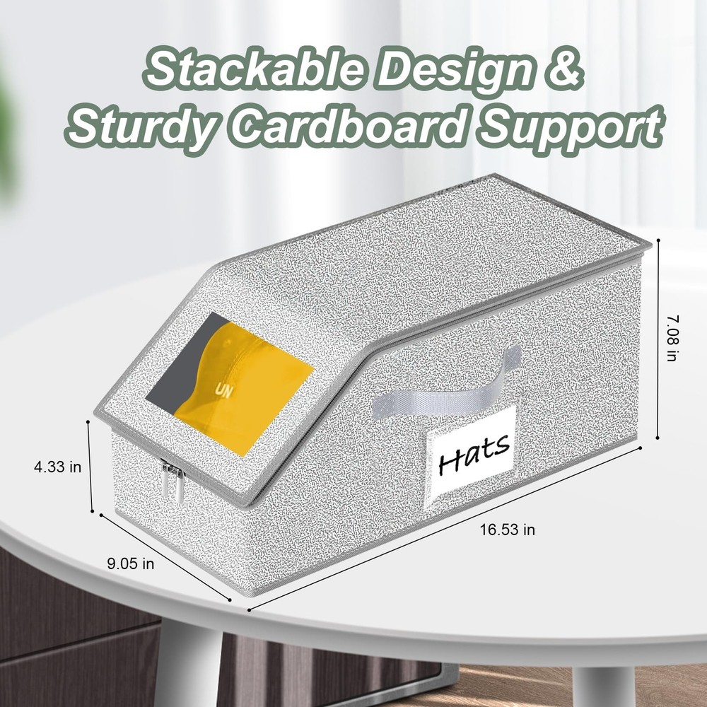 Hat Organizer for Baseball Caps 1PCS Stackable Storage with Clear Window Lid,...