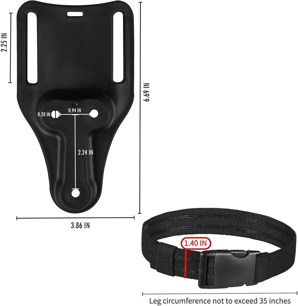 Drop Leg Holster Adapter 2" Mid Ride Belt Loop with Qls Quick Locking System,