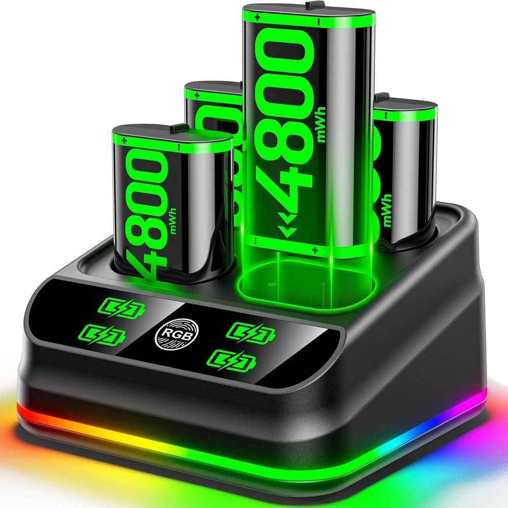 Fast Charging 4x4800mWh Battery Kit with LED Indicators for Xbox Controllers