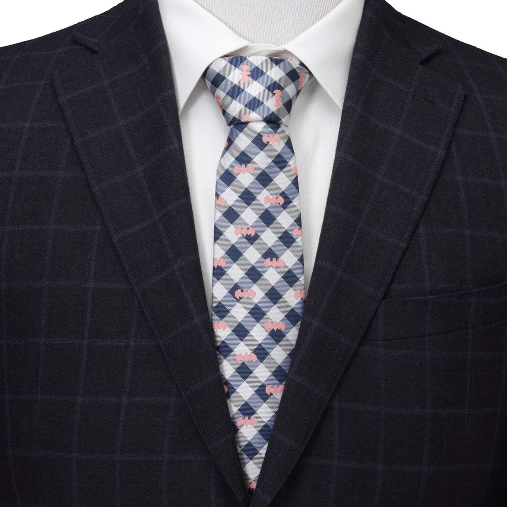 DC Batman Plaid Navy Men's Tie