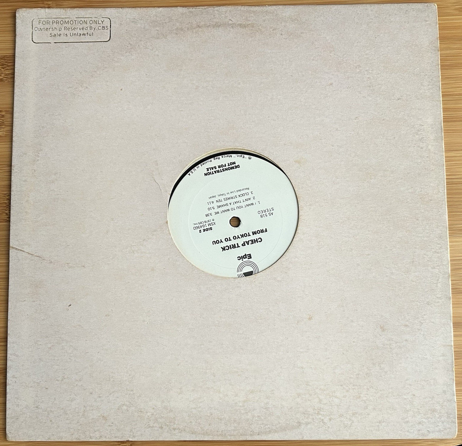 Cheap Trick “From Toyko To You” Promo 12-Inch Vinyl EP - Signed Robin Zander + 3