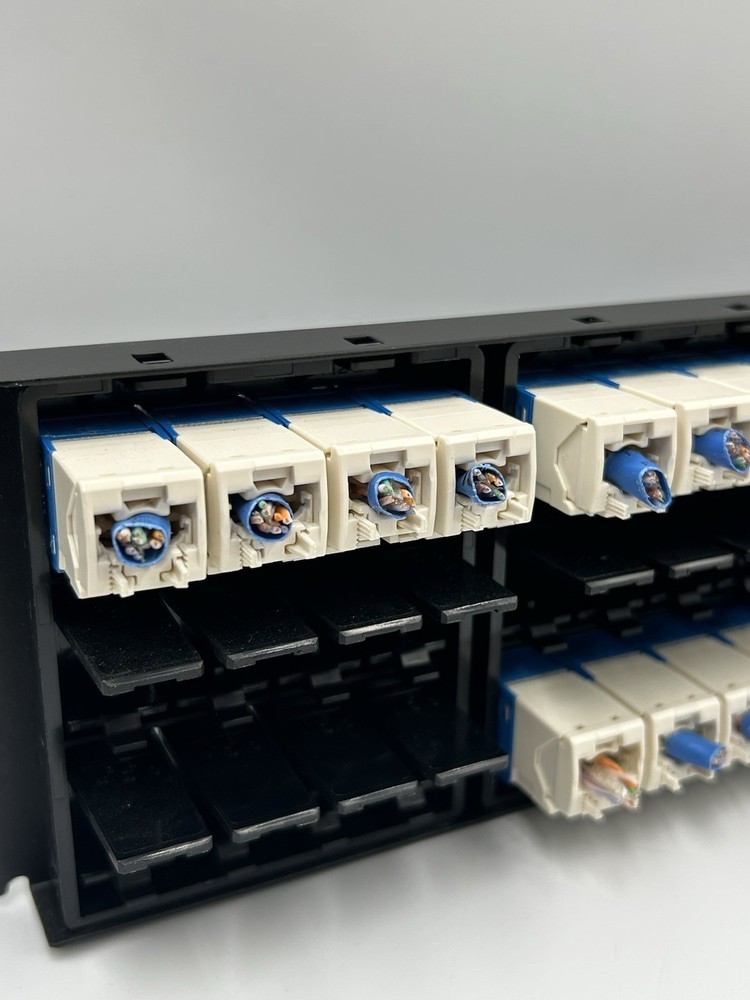 PANDUIT Mini-Com 72 Port Angled Cat 6 Patch Panel 2U CPPA72FMWBLY TX6A Modules