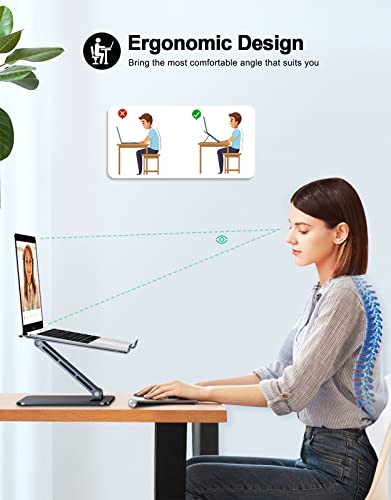 Foldable Laptop Stand, Height Adjustable Ergonomic Computer Stand for Desk,