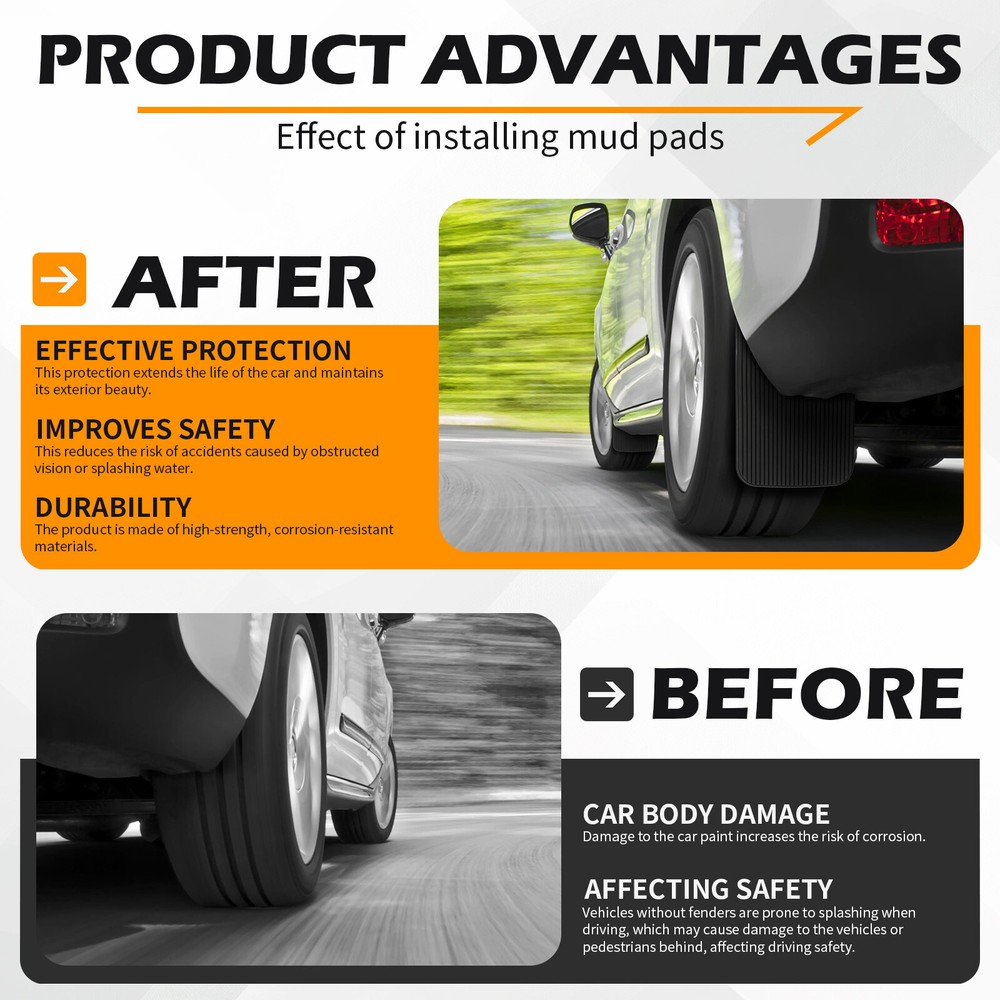 4Pcs For Chevy Express Van Rubber Mud Flaps Splash Guards Mudguard Splashguards