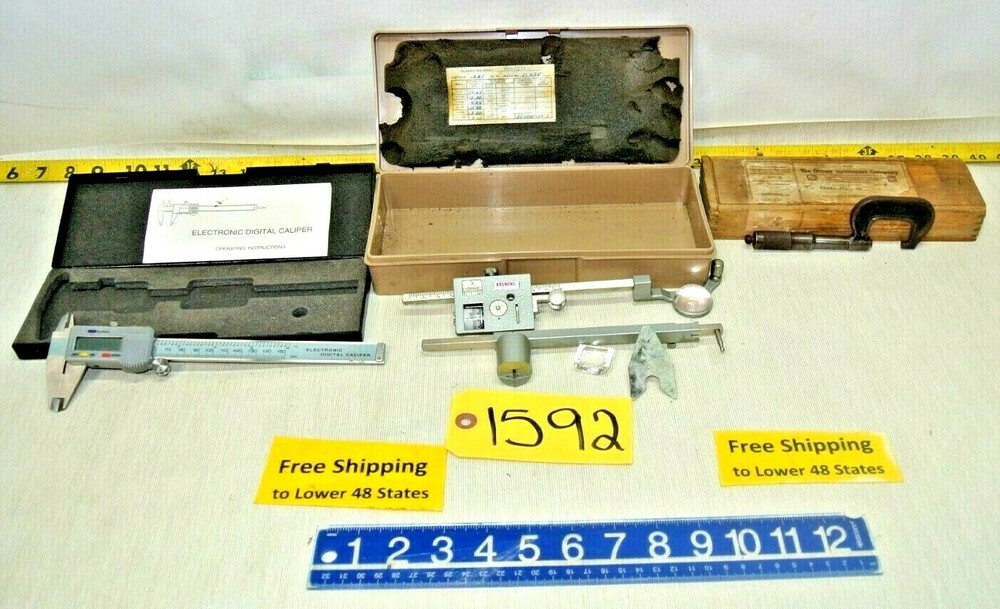 3 Machine Shop Tools Micrometer - Digital Caliper -  Bruning Planimeter #80-511