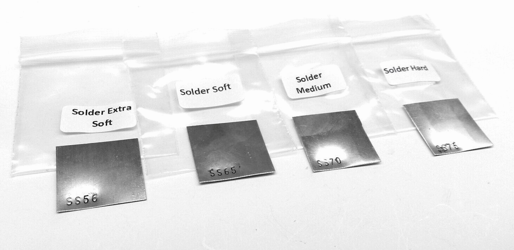 4 Pieces Silver Solder Sheet Assorted Pack 1Dwt @ X-Soft, Easy Soft, Medium Hard