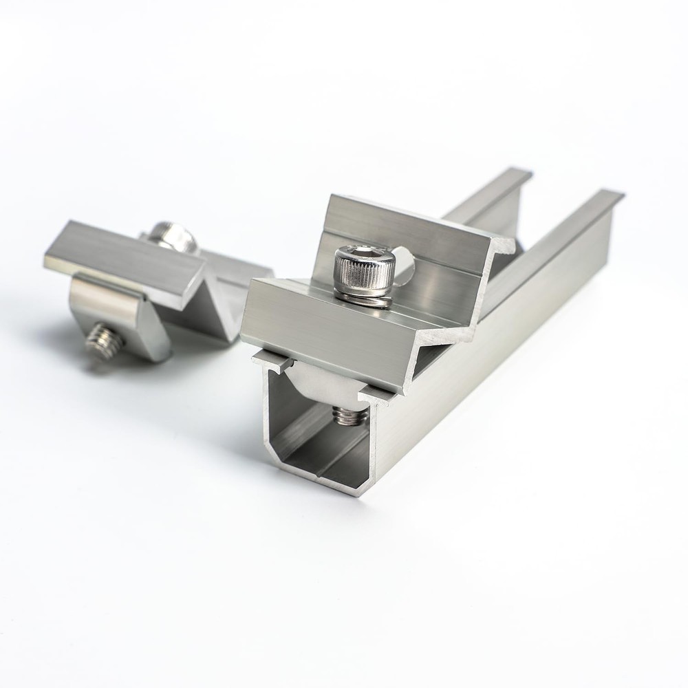 Solar Panel Mounting Brackets Kit - Mid/End Clamps & Rails for Rooftop PV