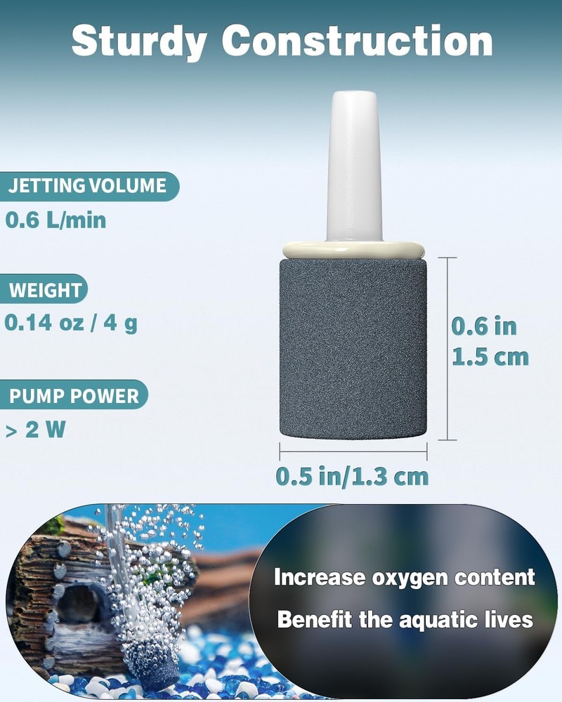 Aquarium Stone Cylinder Bubble Diffuser Release Pumps Buckets 0.6 Inch 12 Pack