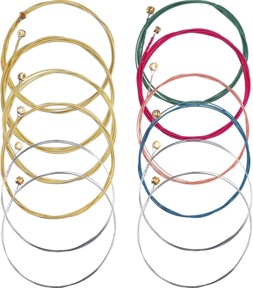 Bememo 2 Sets of 6 Guitar Strings Blue,Green,Multicolor,Rose Red,Silver