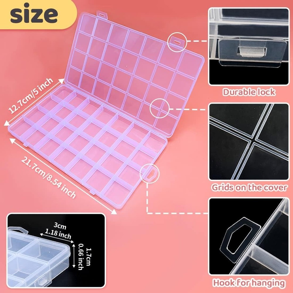 Versatile 28-Grid Plastic Bead Storage Box - Ideal for Crafts & Small Items