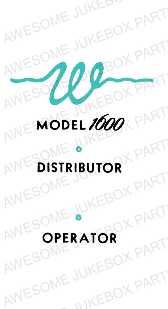 Wurlitzer 1600 Operator Card