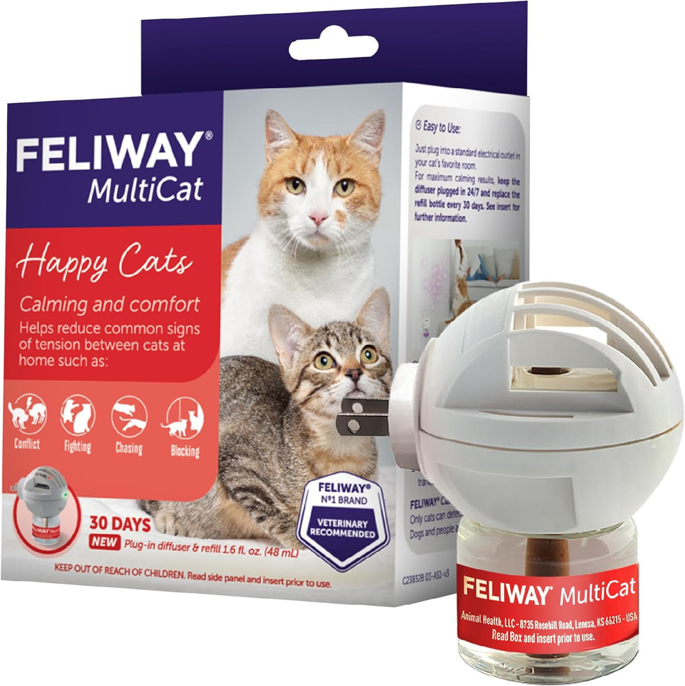 Multicat Calming Pheromone Plug-In Diffuser Kit 48ml – Reduces Cat Stress & Conf