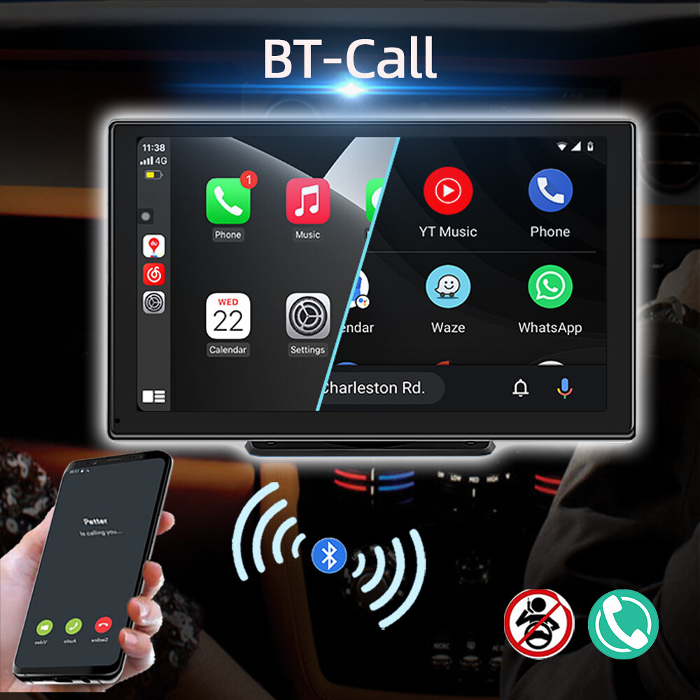 9" Portable Car Stereo Full Touch Screen Wireless Carplay Android auto Bluetooth