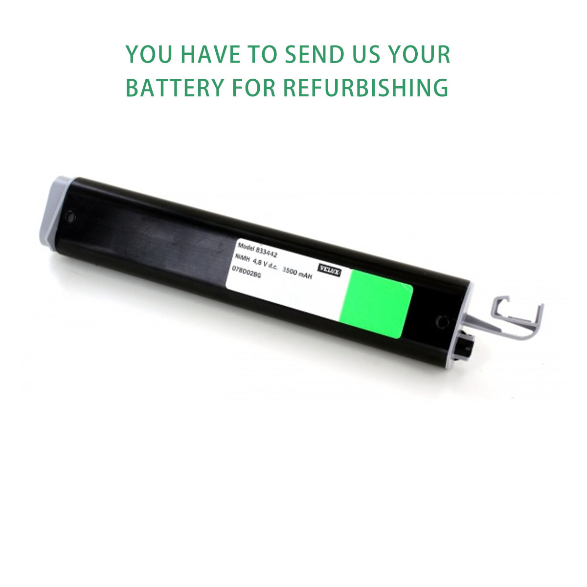 Rebuild service for Velux 833442 4.8V Battery Rebuild