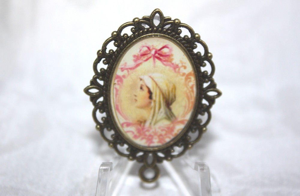 Custom Bronze Rosary Center Part/Color/Rosary Making/Young Blessed Virgin # 2