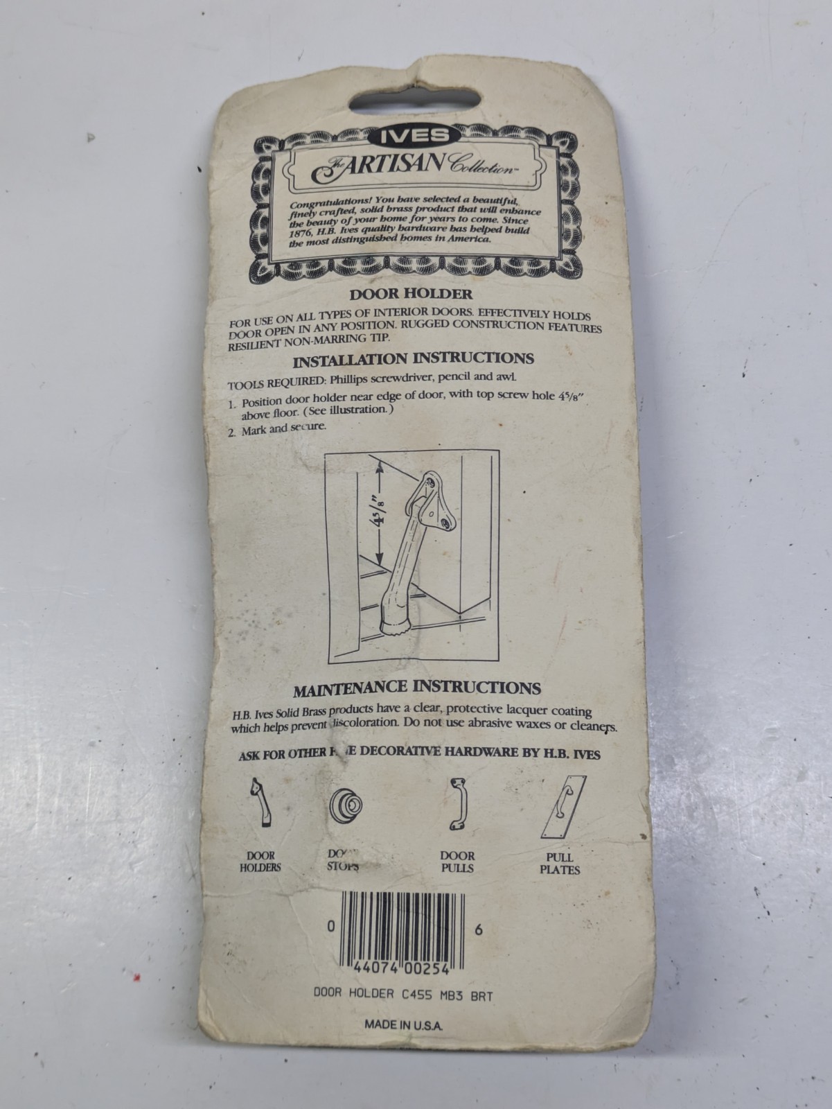 Ives Artisan Collection Solid Brass 4" Door Holder C455MB3 Bright