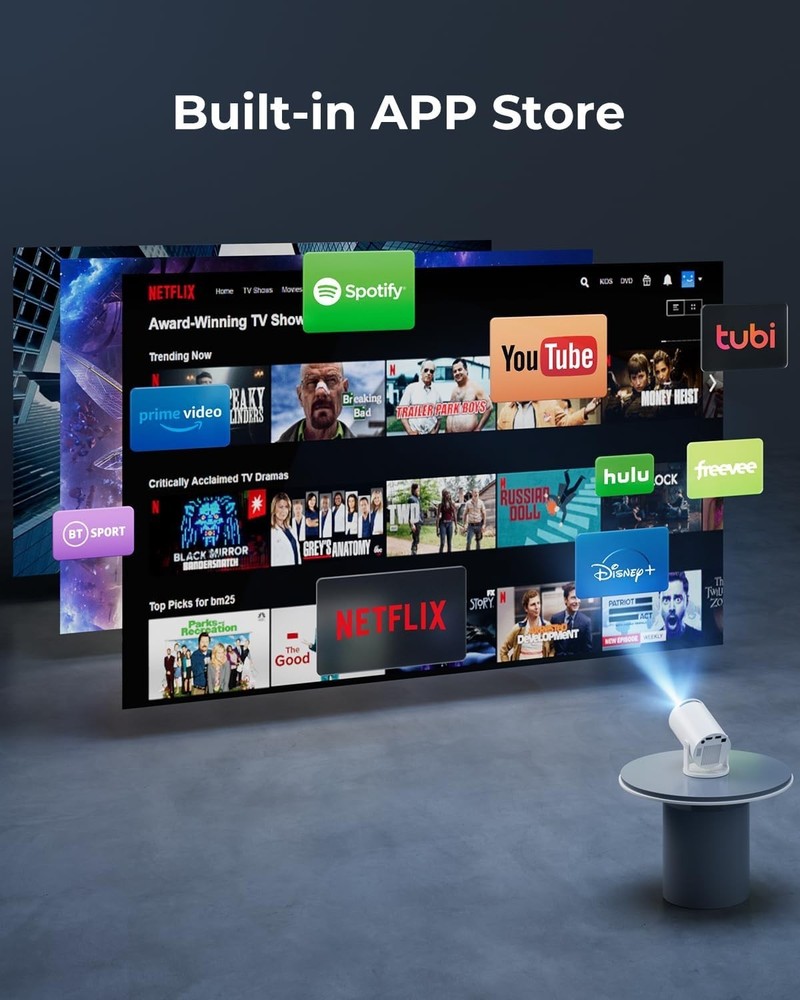 Mini Projector with WiFi and Bluetooth, Built-in Apps, Smart Portable Project...