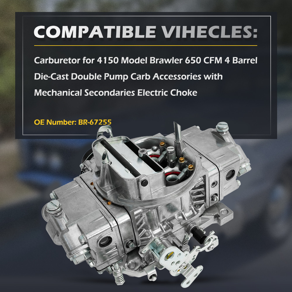 Carburetor For 4150 Holley Brawler 4 Barrel 650 CFM Double-Pumper Electric Choke