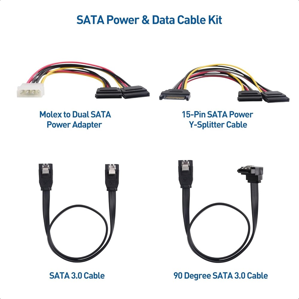 SATA Data Power Cable Kit Straight 90 Degree Molex