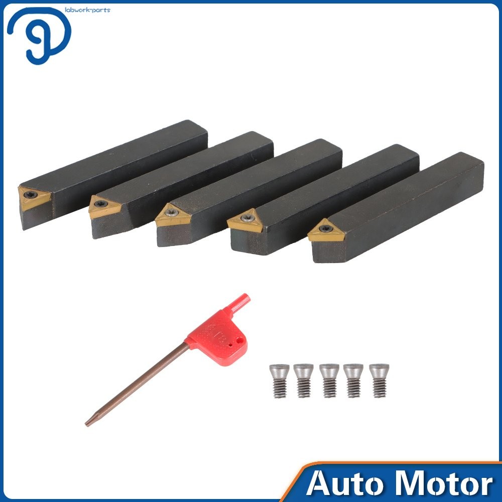 5 PACK New 3/8" Carbide Indexable Turning Tool Bit With Carbide Inserts