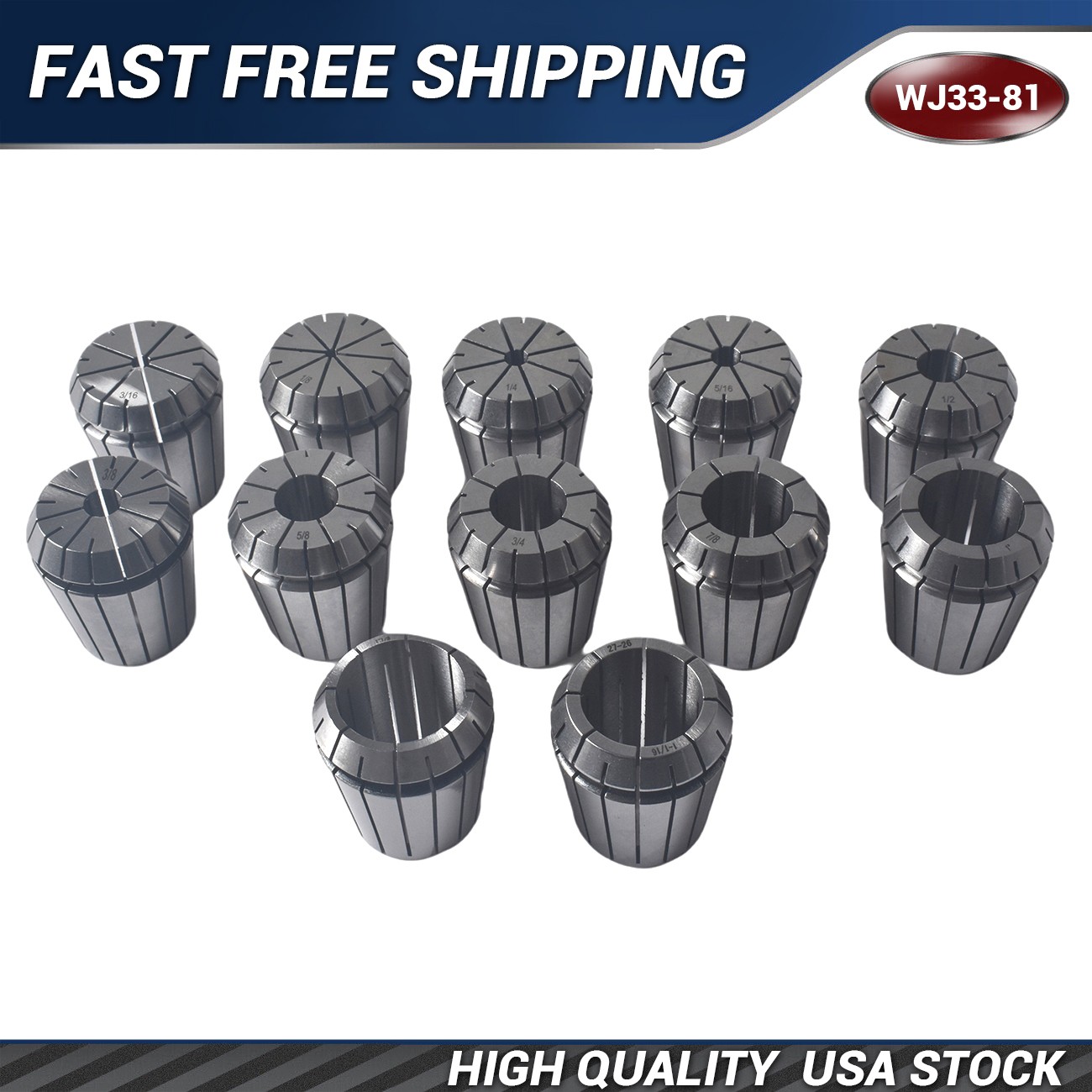 ER40 Collet 12Pcs Spring Collets Chuck Set 1/8"- 1-1/8" Precision For Lathe