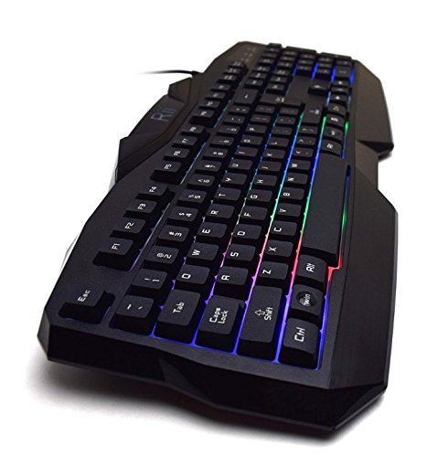 Rii RM400 Gaming Keyboard & Mouse Combo Bundle 7-Colors Backlit LED for Mac/PC