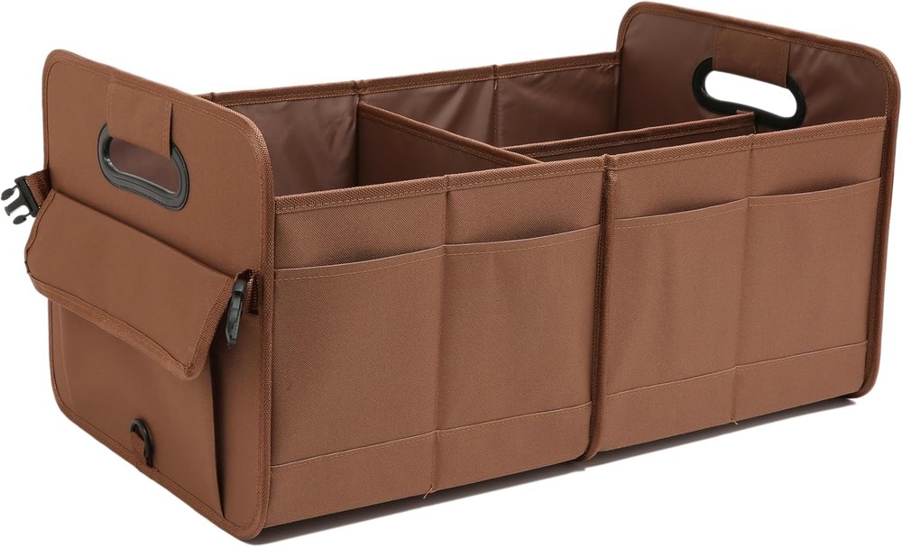 Car Trunk Organizer, Brown, Foldable, , Adjustable, Multiple Compartments