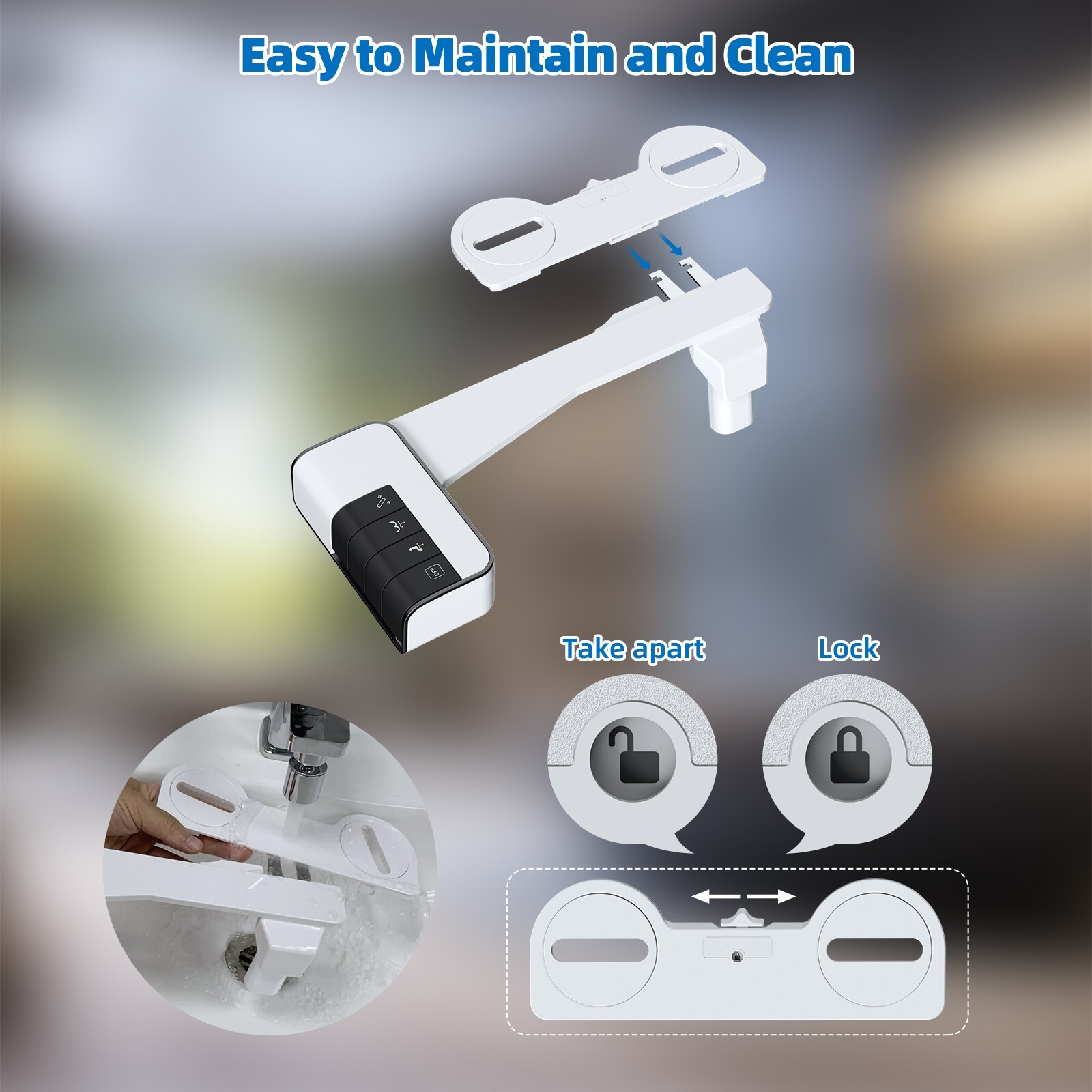 Bidet Fresh Water Spray Kit Non Electric Toilet Seat Attachment with Dual Nozzle