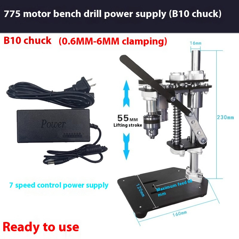 B10 Chuck Bench Drill Desktop Mini Portable Drilling Bracket 220V Precision DIY