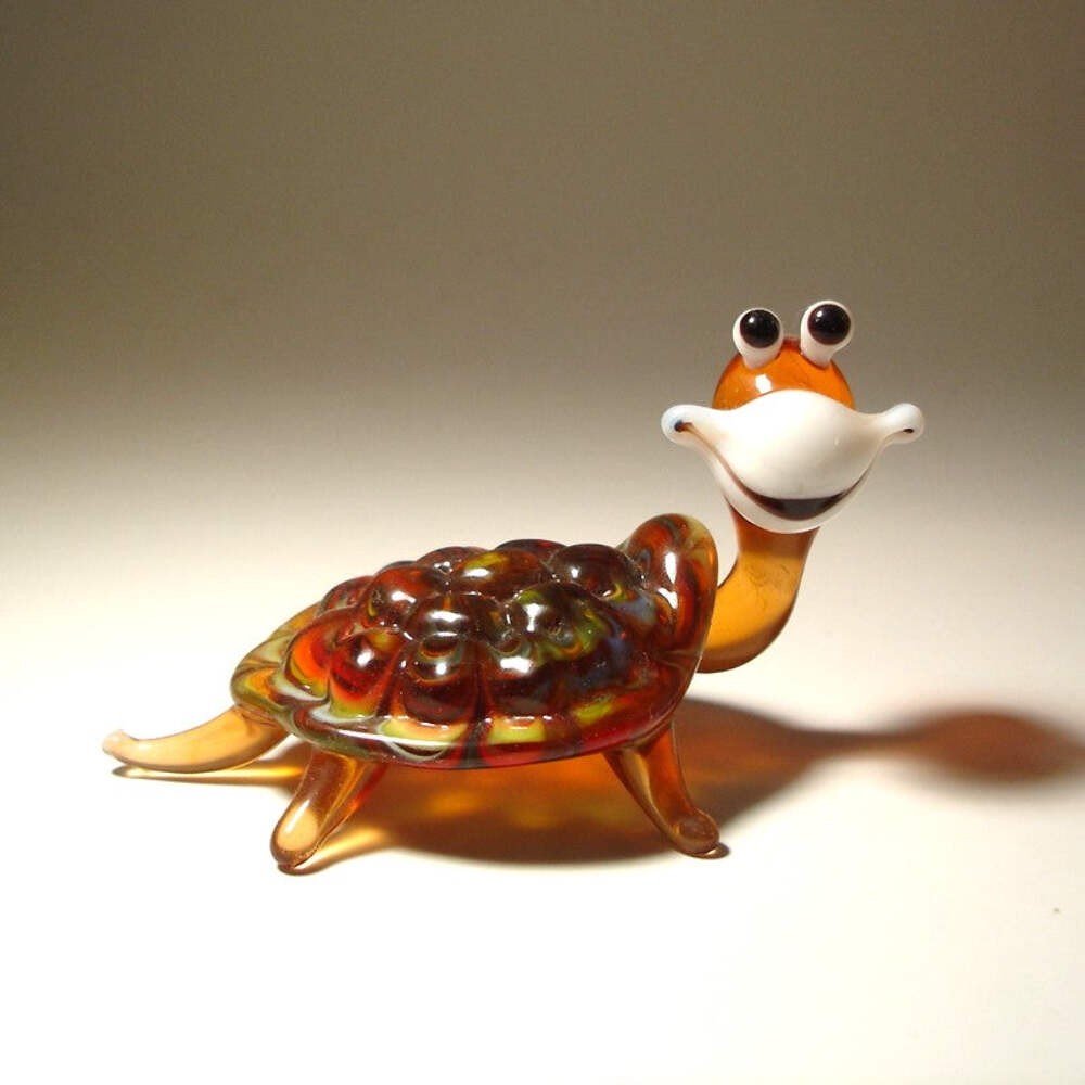 Glass Happy Turtle Tortoise Figurine