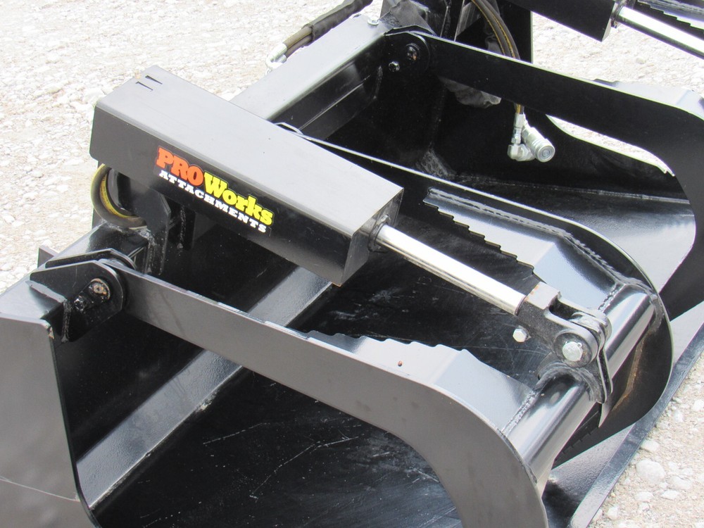 60" Solid Bottom Dual Cylinder Bucket Grapple Skid Steer Quick Attach Attachment