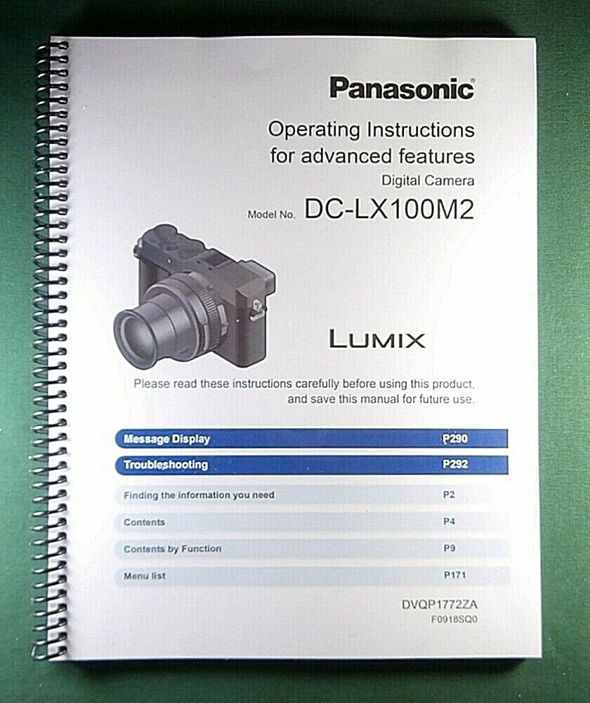 Panasonic DC-LX100M2 Instruction Manual: Full Color & Protective Covers!
