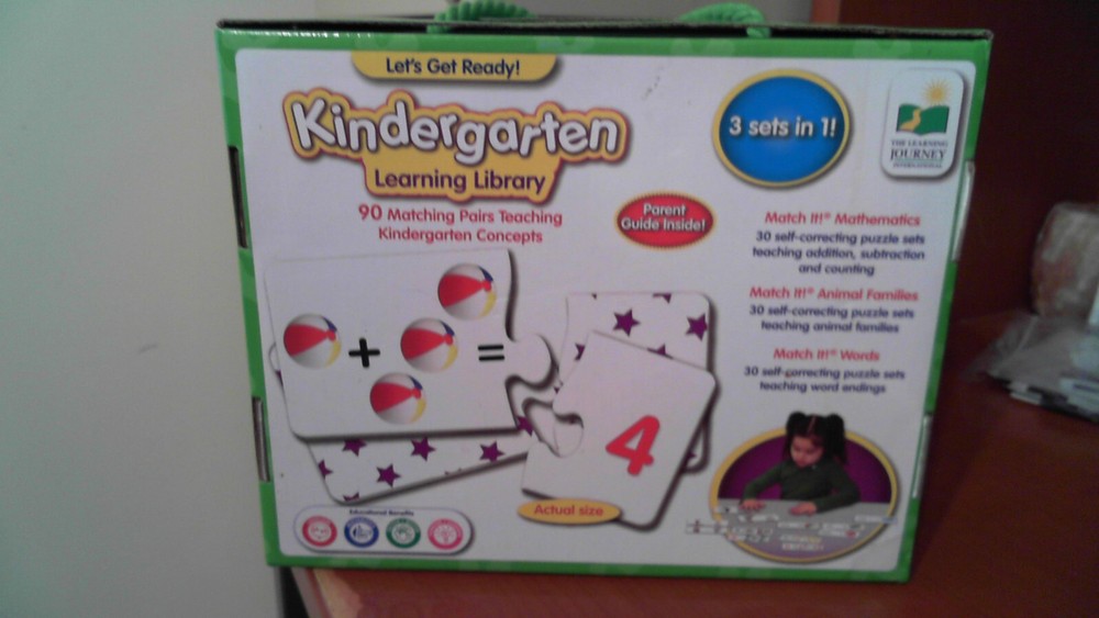 Kindergarten Learning Library 3 sets in 1–Math, Animal, Words, Match It Puzzles